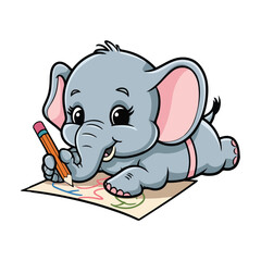 A cute baby elephant with a book