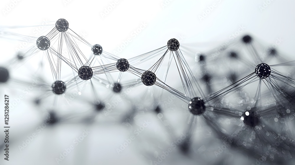 Poster interconnected nodes and edges of an neural network visualization abstract futuristic background rep