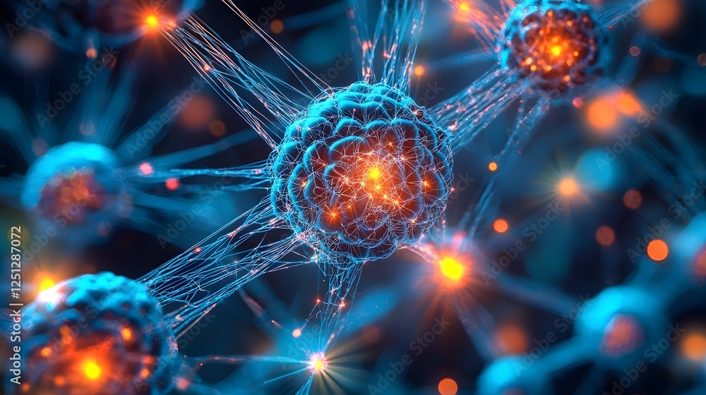 Poster vibrant neural network layers illustrating complex connections abstract digital of a futuristic tech
