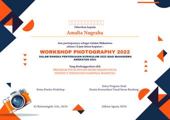  certificate of participation for a workshop on photography