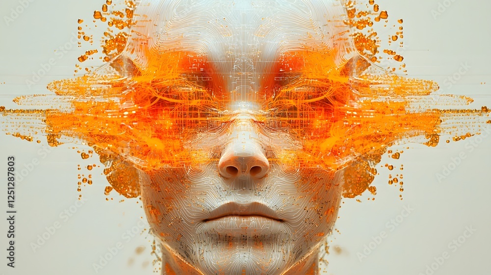 Poster visually captivating digital depicting the abstracted workings of a data driven neural network withi