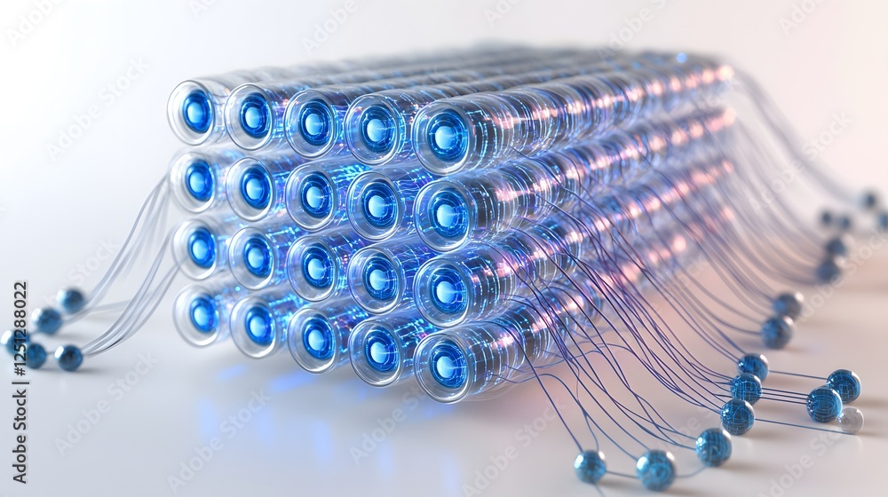 Poster futuristic neural network with flowing data pathways innovative digital art depicting the interconne