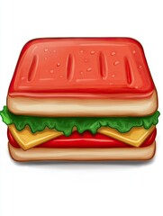 Grilled cheese sandwich, tomato, lettuce, lunch, food, white background, recipe illustration