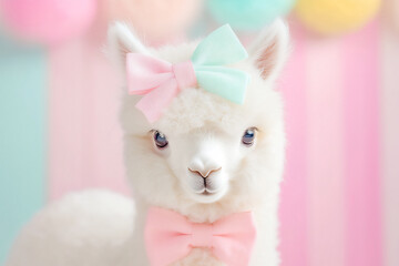 P An adorable hair tie with a fluffy alpaca a