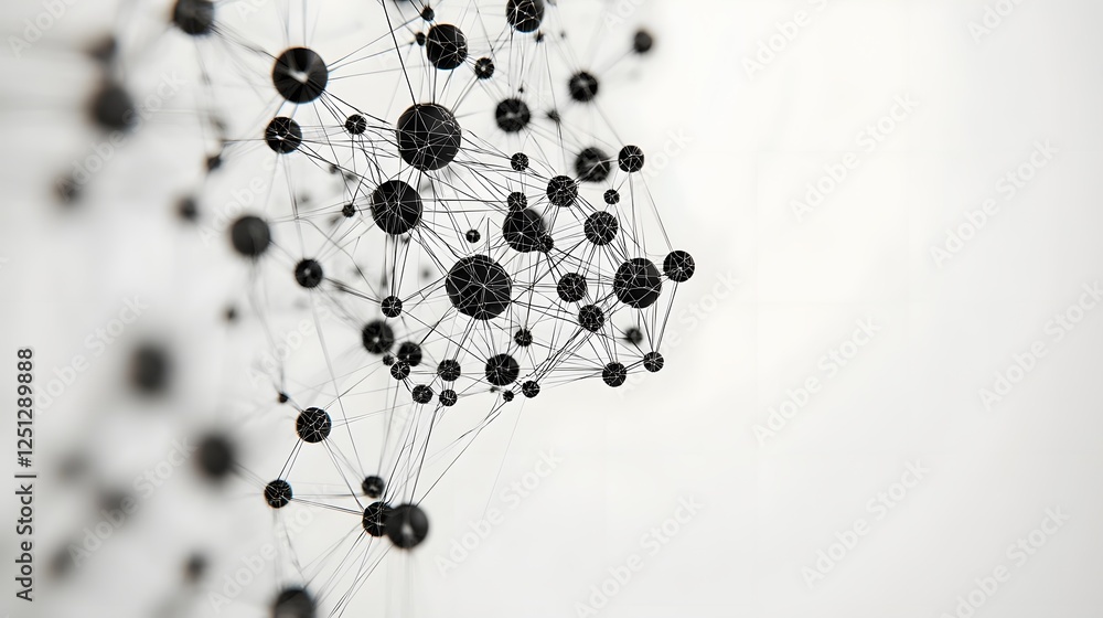 Poster precise geometric visualization of an abstract neural network concept depicting a complex system of 