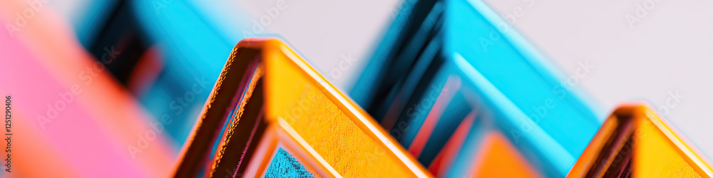 Poster abstract composition of orange and teal triangular forms