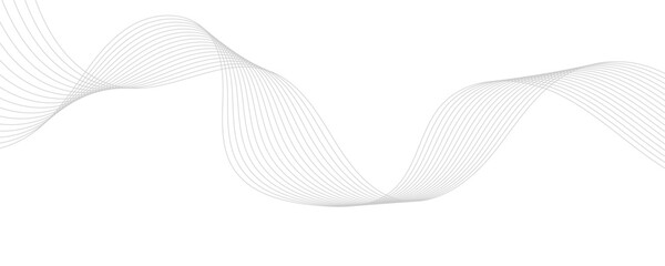 Gray wave curve lines abstract background with flowing particles. Digital energy waves technology concept. Modern backdrop design for business, presentation, banner.