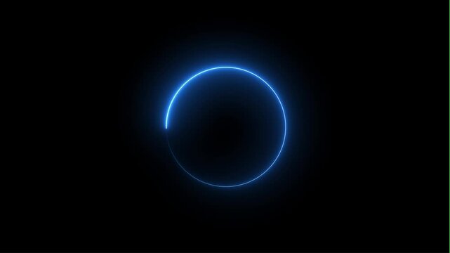 Leon line ellipse 4k Video Round multicolored neon light black background video animation,