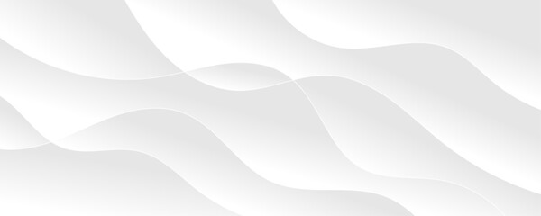 White and light gray abstract wave gradient luxury texture paper wave background. Smooth and clean modern abstract wave curve line banner background design. Vector illustration.