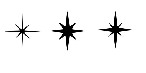Obraz premium Stars icon collection. Different star shapes. Black stars icon set. Sparkle star icon set. Falling stars . Vector illustration
