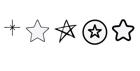 Stars icon collection. Different star shapes. Black stars icon set. Sparkle star icon set. Falling stars . Vector illustration