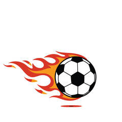 Fototapeta premium Soccer ball icon with flames for a fiery effect on a white background