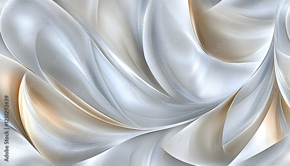 Poster elegant abstract swirls of beige and silver, creating a luxurious and sophisticated design ideal for