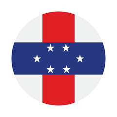 Flag of Netherlands Antilles. Netherlands Antilles circle flag logo icon computer vector illustration design