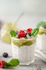 Chia Plant Milk Pudding with Pistachio Butter and Berries