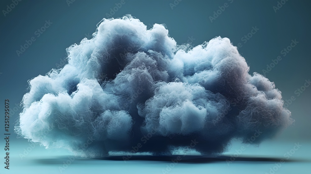 Poster digital representation of futuristic blue cloud storage system concept of a high tech data driven cl