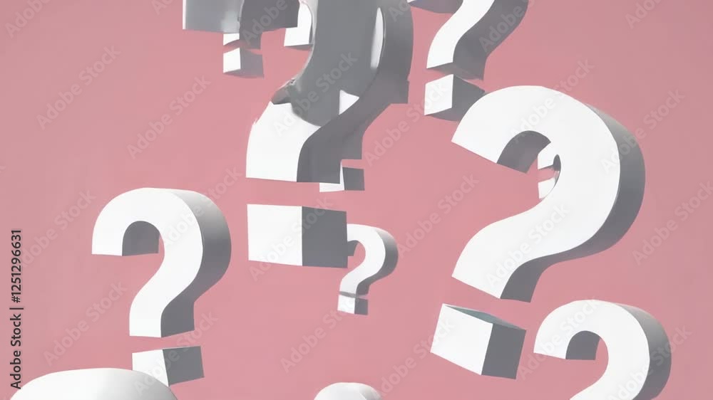 Aufkleber White question marks float against a solid pink background, creating a visual representation of uncertainty, inquiry, and the search for answers