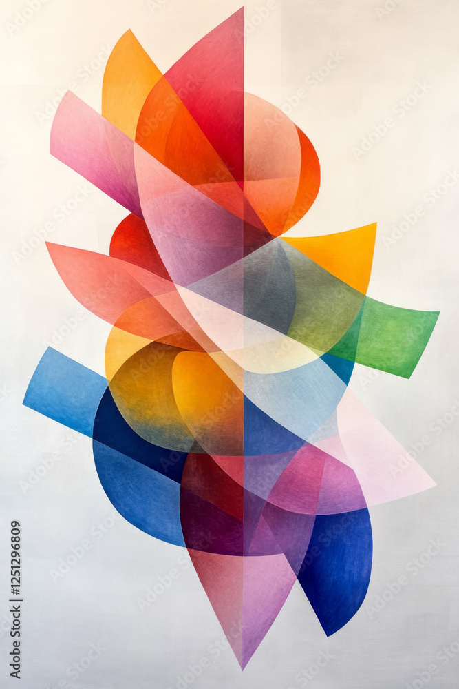 Aufkleber a collage of bright, angular forms that intertwine seamlessly, enhanced by a lustrous finish and