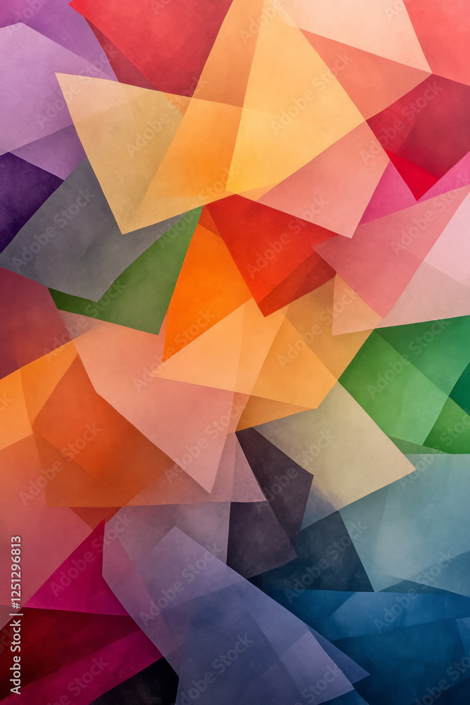 Aufkleber A collage of bright, angular forms that intertwine seamlessly, enhanced by a lustrous finish and
