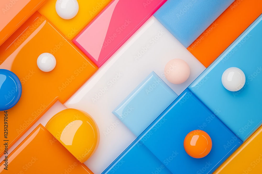 Poster A glossy, vibrant spread of intersecting geometrical shapes, each connecting with refined edges and