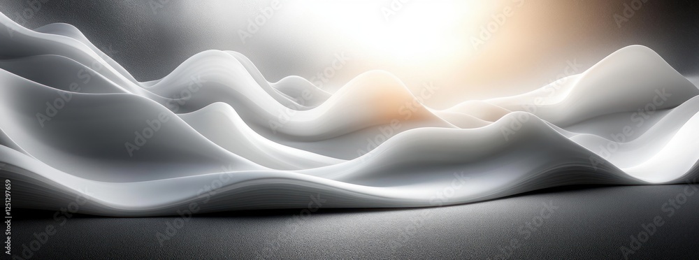 Aufkleber black and white minimalist abstract composition with smooth curves and soft gradients for elegant wa