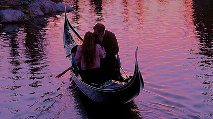 Obraz premium Romantic Gondola Ride at Sunset