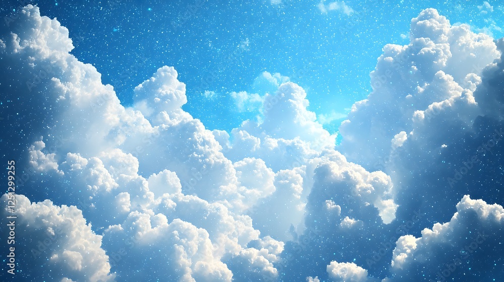 Poster digital clouds interconnected data streams weaving through ethereal skies creating a futuristic and 