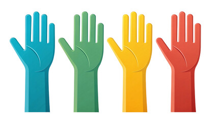 Obraz premium Engaging educational activity utilizing colorful hand shapes for learning classroom setting visual content bright environment eye-level perspective interactive learning concept