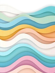 Obraz premium Information knowledge retrieval. A vibrant, layered design features wavy lines in pastel colors, creating a harmonious and visually appealing composition.