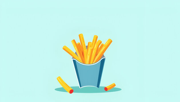 Vibrant French fries illustration ideal for food blogs, menus, and culinary designs, celebrating the joy of fast food culture and delightful eating experiences