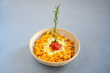 Macaroni Salad with red bell pepper, onion, celery, gherkins and mayonnaise dressing.Traditional...