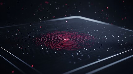 A dark-themed digital fingerprint scanner image featuring a glowing design for tech-related projects.
