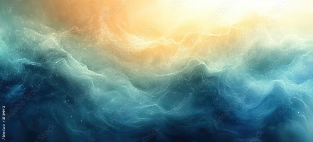Poster abstract gradient background light green to deep blue soft diffused lighting calming atmosphere