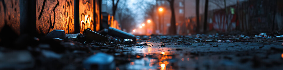 Nighttime Urban Litter and Graffiti