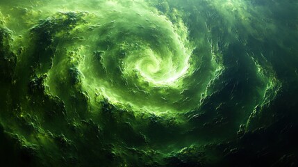 Green cosmic swirl, nebula background, fantasy art