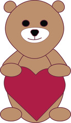 the illustration of teddy bear holding love shape