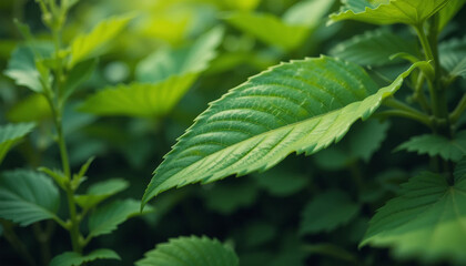 A close-up view of lush, healthy green leaves