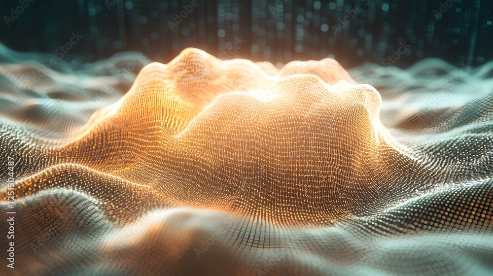 Aufkleber soft glowing cloud like formation hovering in a captivating web of shimmering data streams and digit