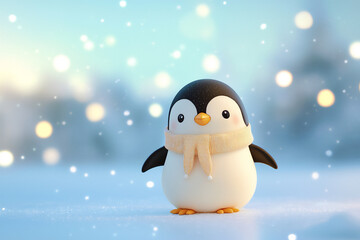 P An adorable chibi penguin with a tiny scarf