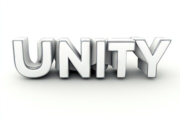 Unity word, 3D render, white background, teamwork concept, website banner