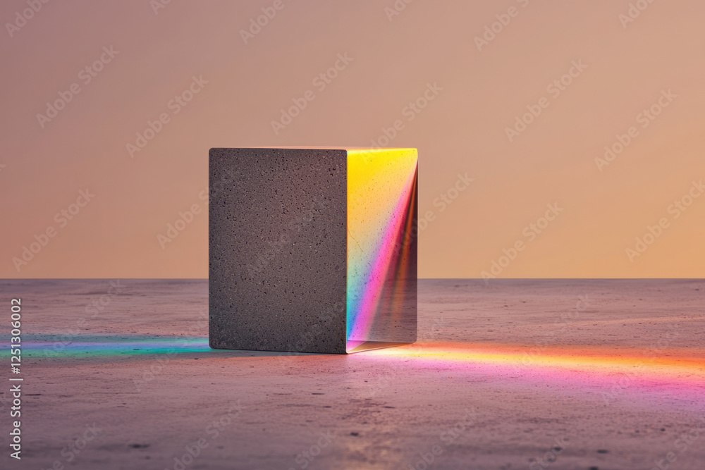 Poster a colorful interpretation of refraction, where a prism splits a beam of light into a full spectrum
