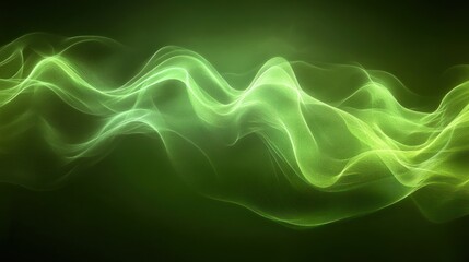 Obraz premium Green energy wave flowing, dark background, website banner