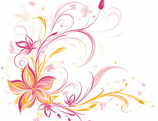 Abstract vector illustration with colorful floral elements on a white background
