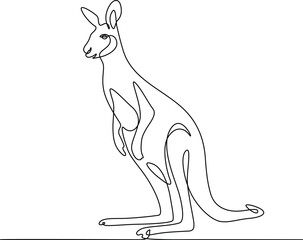 Continuous line drawing of Great Kangaroo elegance minimalist artwork. 