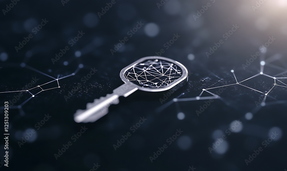 Aufkleber a digital security key image featuring complex encryption design.