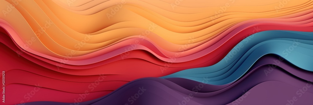 Poster abstract 3d vector background with flowing waves in vibrant colors and smooth curves for modern desi