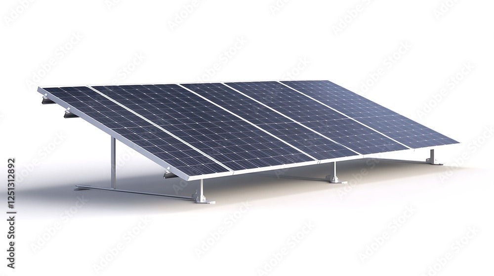 Poster A solar panel tilting dynamically to capture optimal sunlight in a scenic setting.