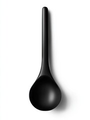 Black serving spoon, isolated, kitchen utensil, cooking