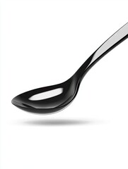Black spoon, close-up, isolated, white background, kitchen utensil, food photography