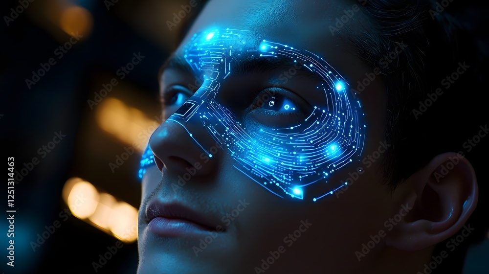 Poster advanced digital interface showcasing cutting edge facial recognition technology for enhanced securi